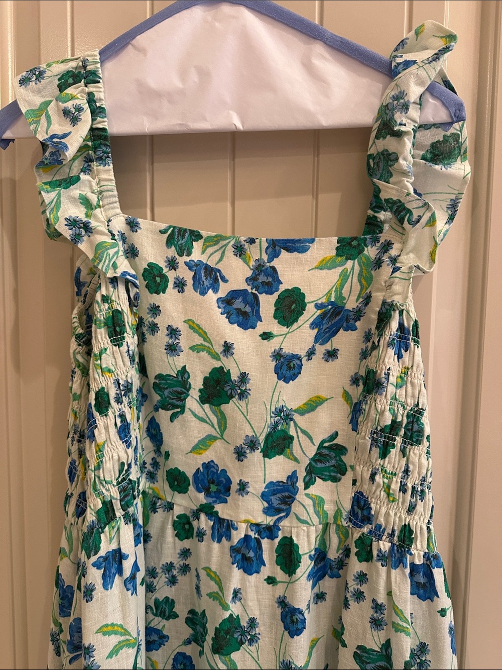 Blue & Green Floral Midi Dress - Picture 2 of 4
